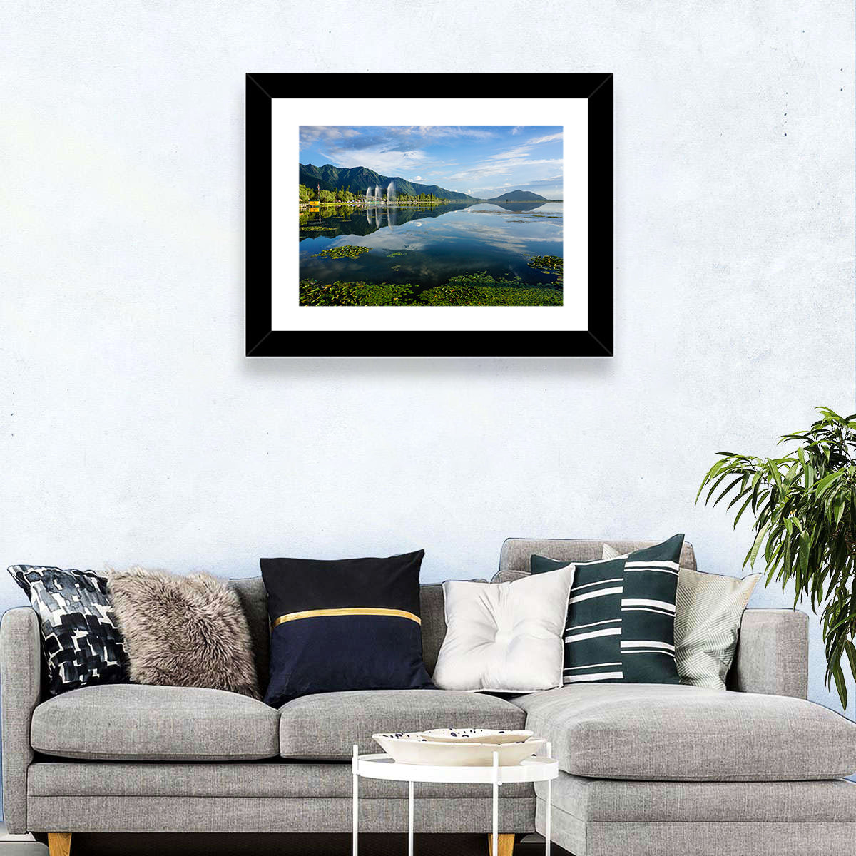 Dal Lake Reflections, Srinagar Wall Art in a room, landscape