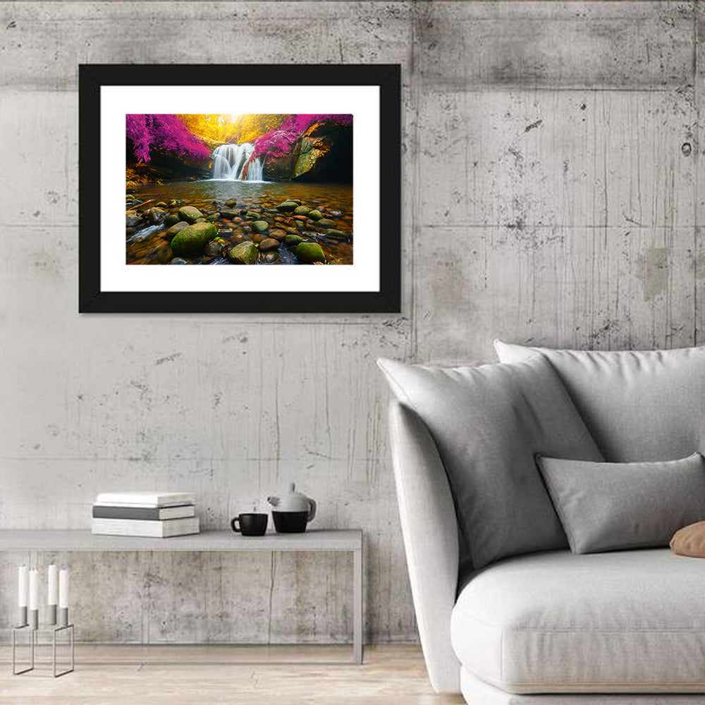 Phu Soi Dao Waterfall at Dusk Wall Art in a room, landscape