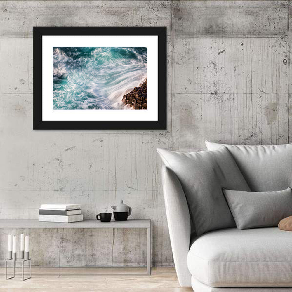 Silky Teal Ocean Waves Wall Art