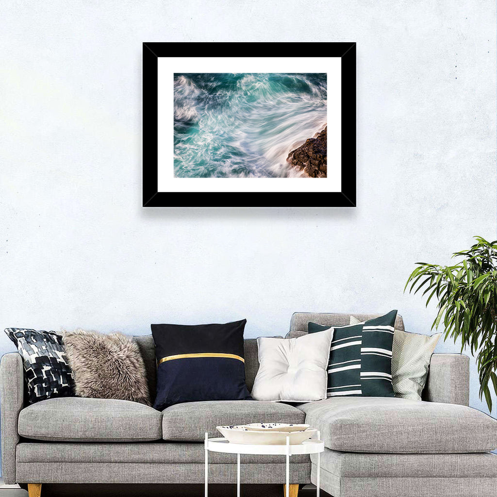 Silky Teal Ocean Waves Wall Art