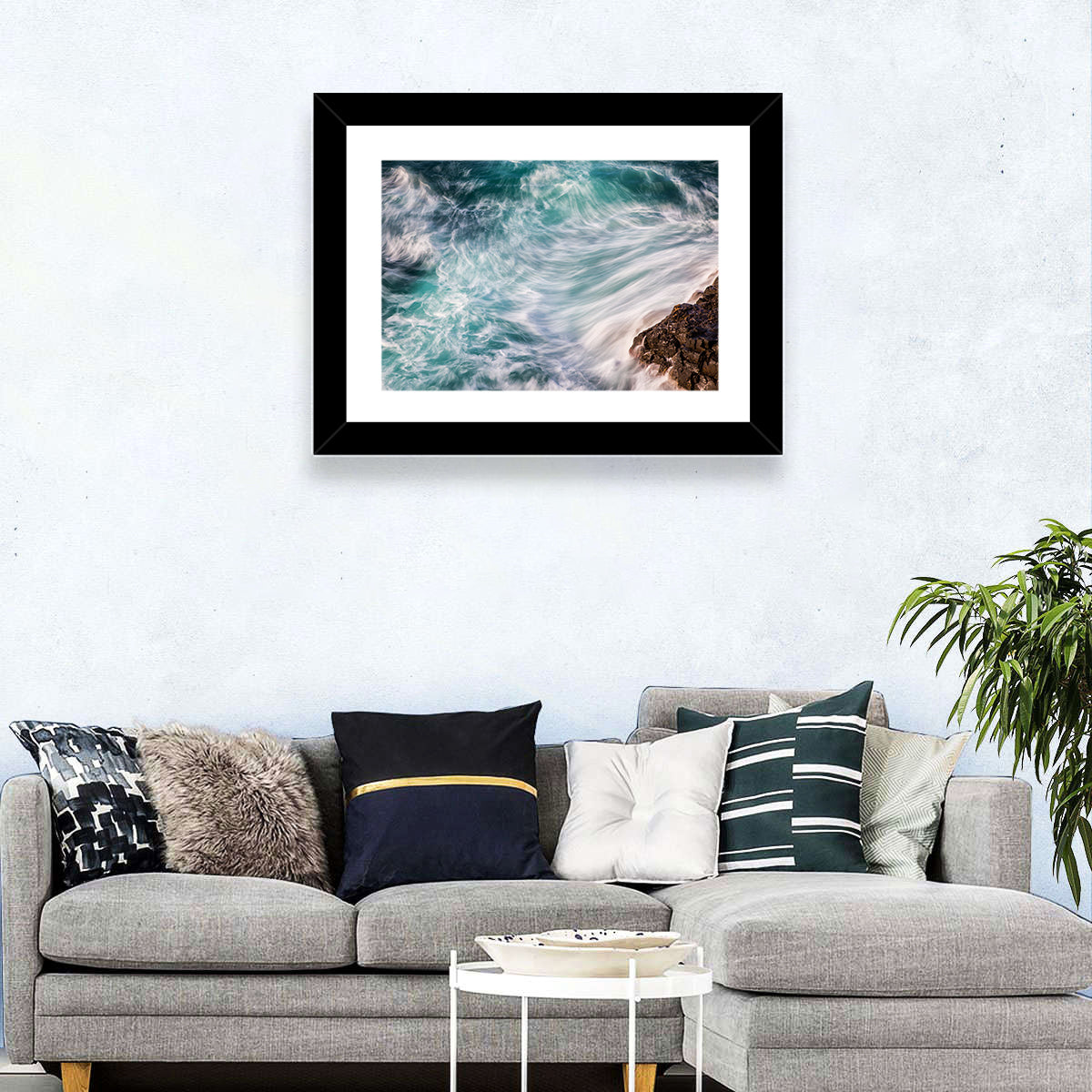 Silky Teal Ocean Waves Wall Art
