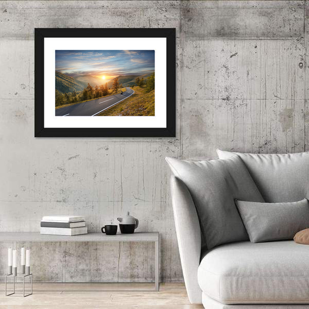 Alpine Highway at Golden Hour Wall Art in a room, landscape