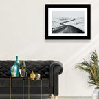 Winding Snow Road with Yellow Markers Wall Art