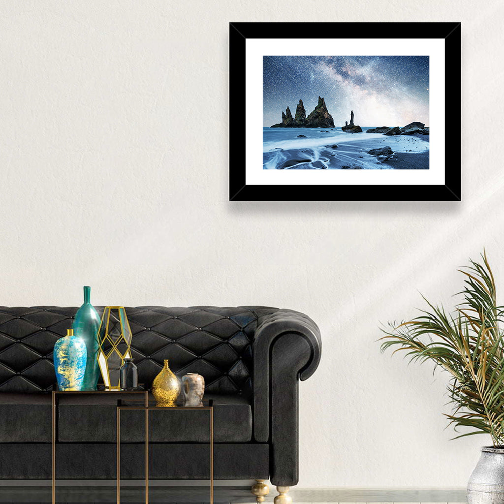 Reynisdrangar Sea Stacks Night Wall Art