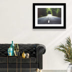 Summer Forest Road with Yellow Sign Wall Art