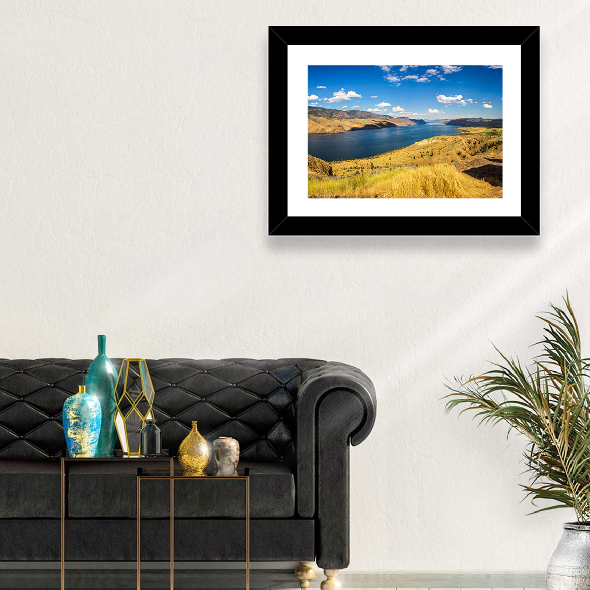 Golden Grass at Kamloops Lake Wall Art in a room, landscape