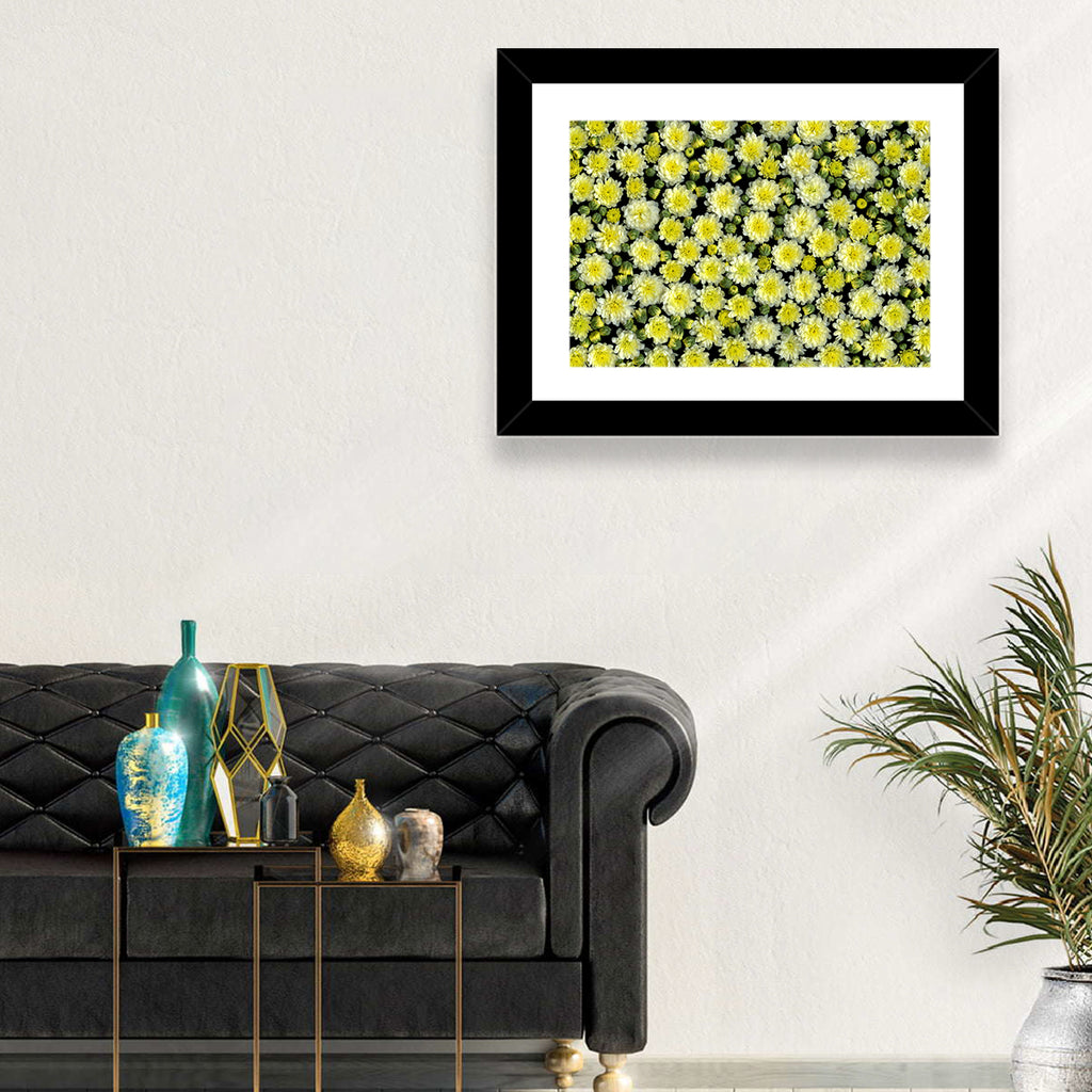 Yellow Chrysanthemum Bloom Pattern Wall Art