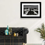 Moody Black and White Rocky Coast Waves Wall Art
