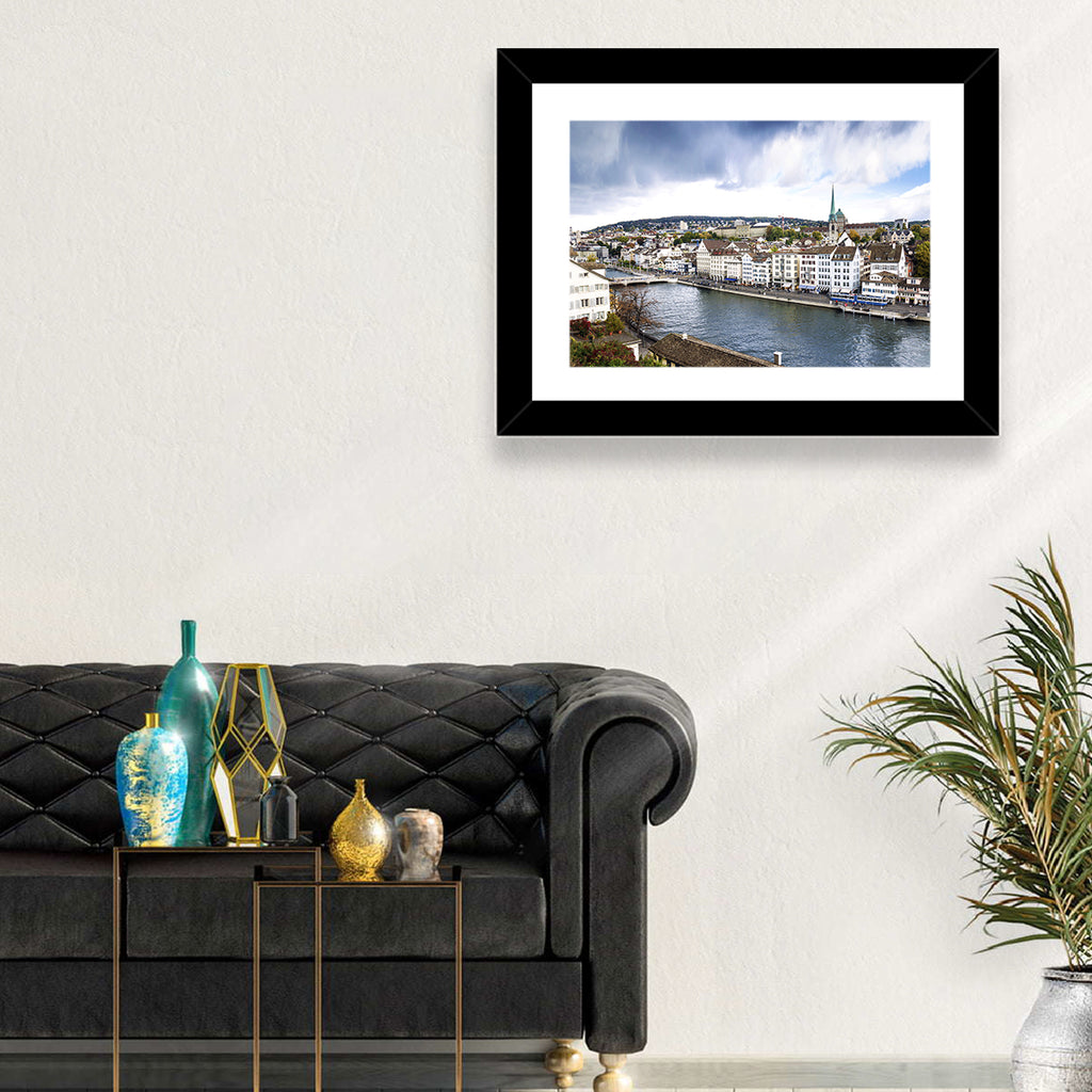 Limmat River at Fraumünster, Zurich Wall Art