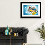 Floating Landmarks with Yellow Suitcase Wall Art