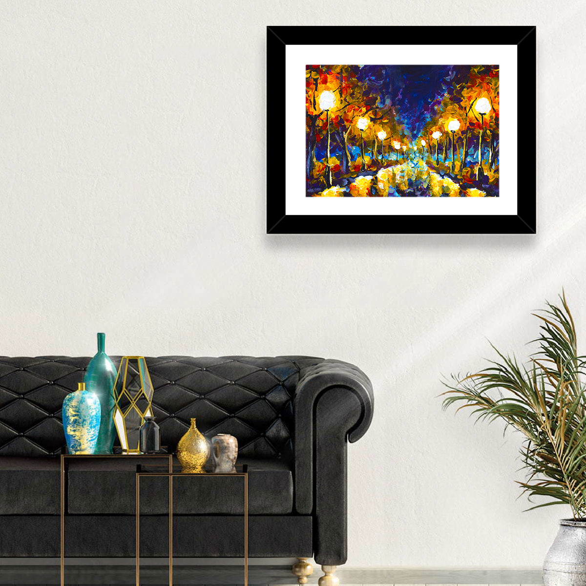 Autumn Evening Park Path Wall Art in a room, landscape