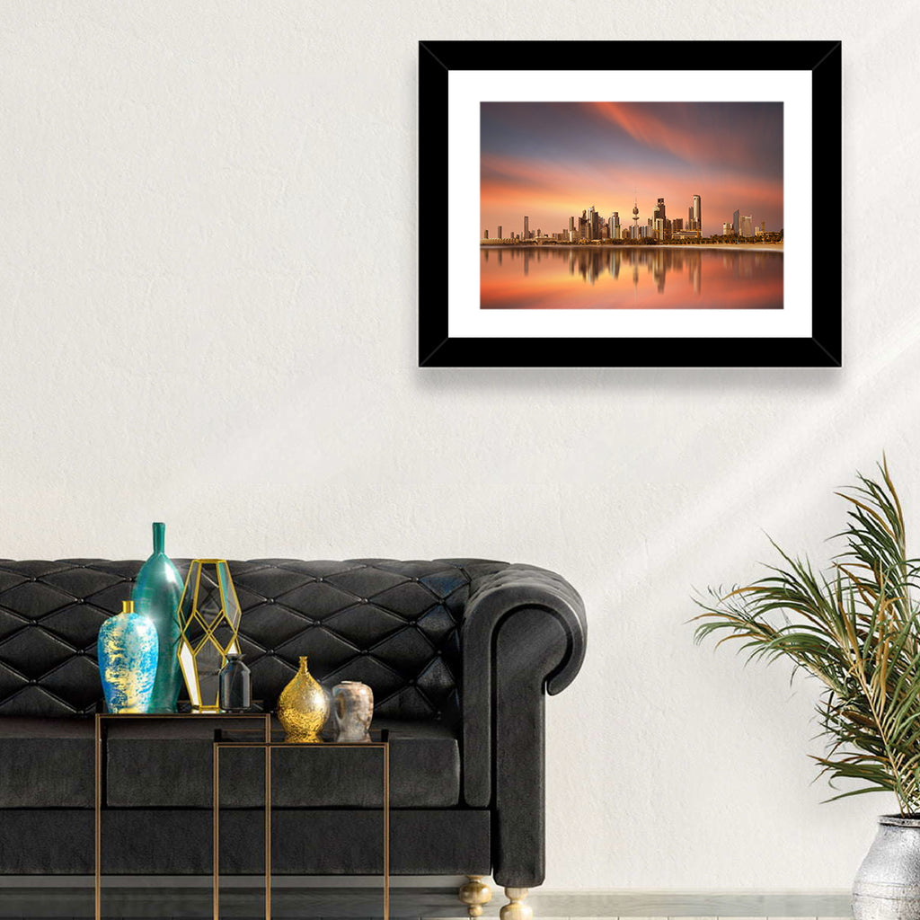 Kuwait City Skyline at Sunset Wall Art