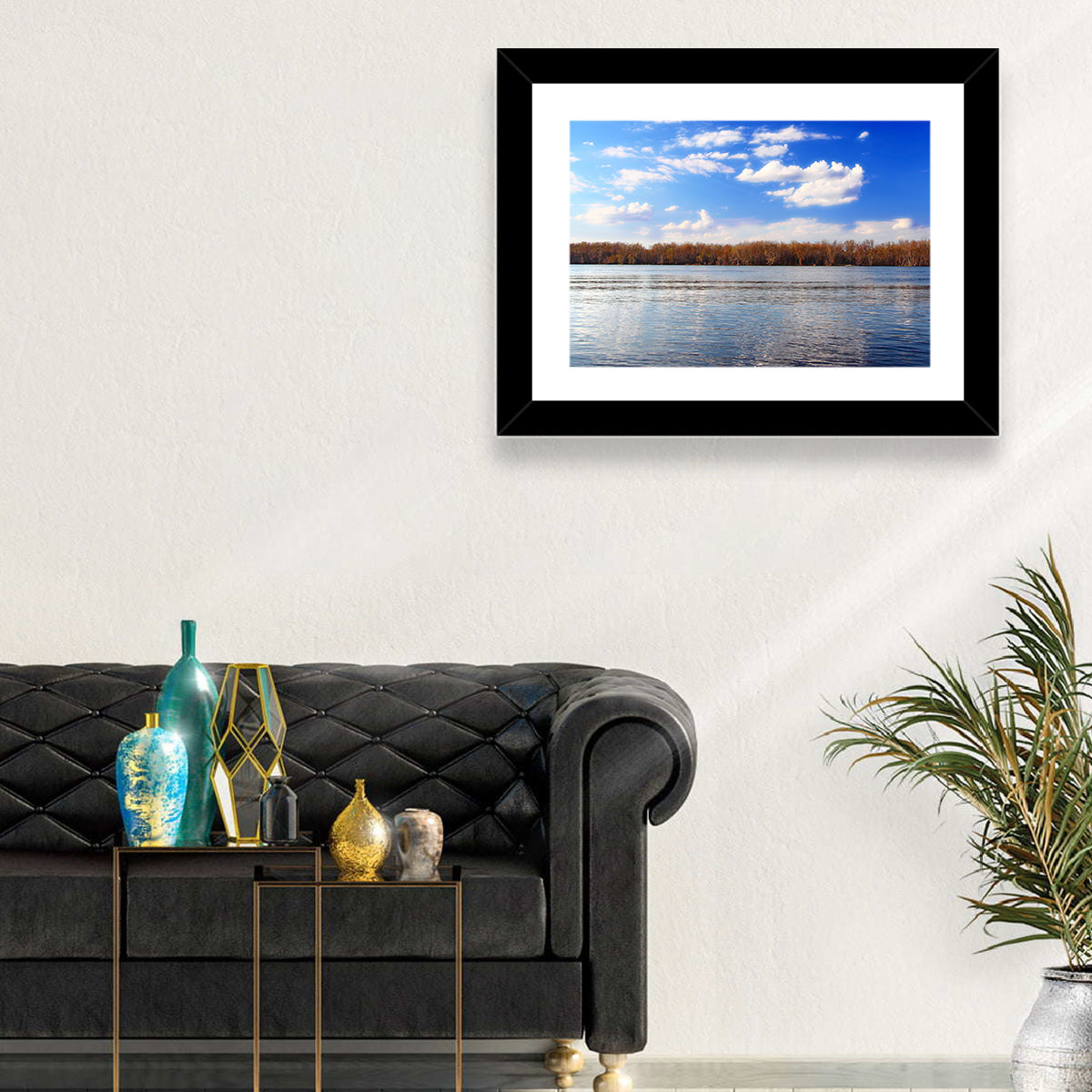 Andalusia Slough Autumn River Wall Art in a room, landscape