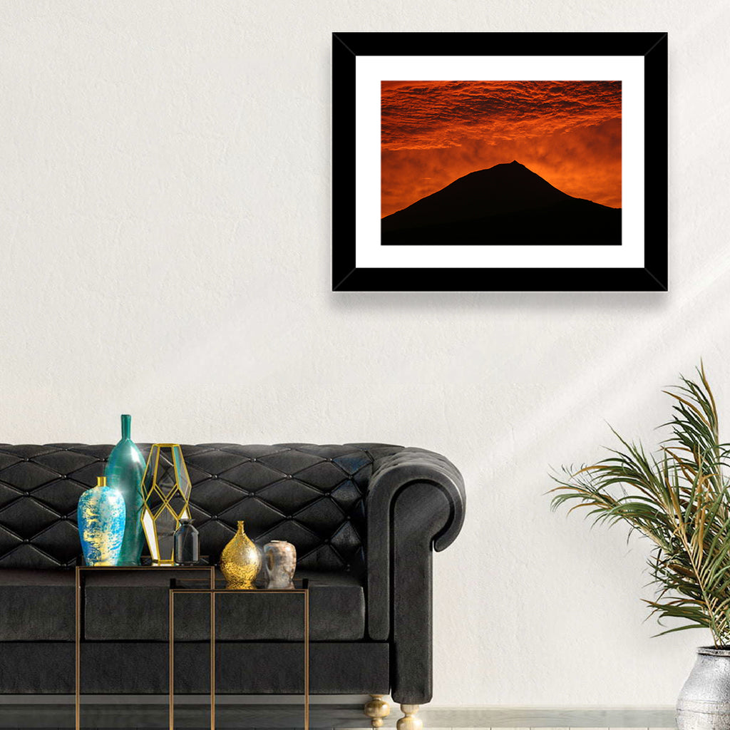 Pico Island Volcano Silhouette at Sunset Wall Art