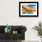 Golden Feather with Droplets Wall Art