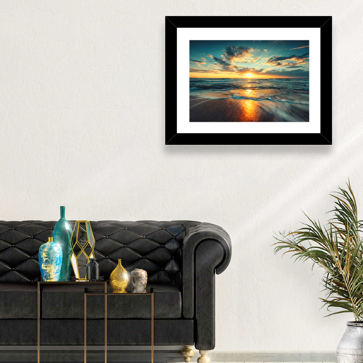 Sunlit Cloudscape Over Beach Wall Art
