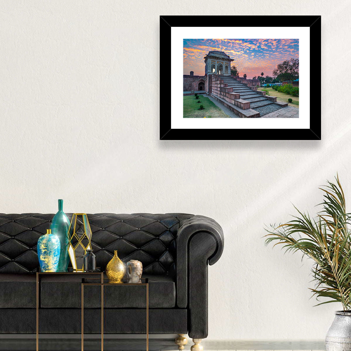 Jahaz Mahal Staircase at Sunset Wall Art in a room, landscape