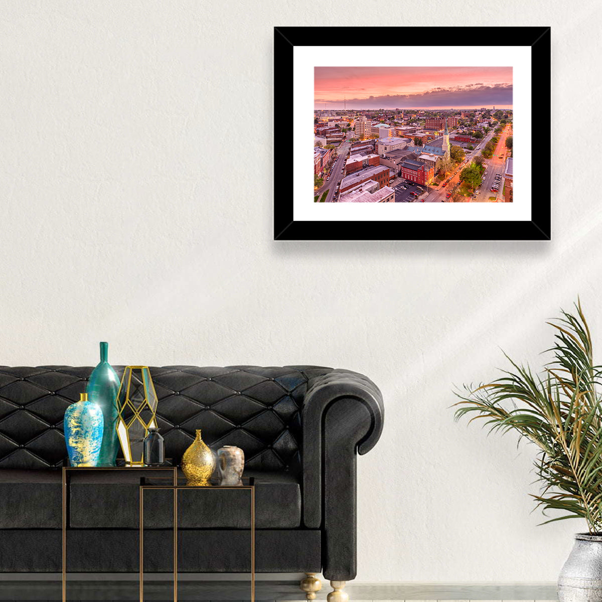 Church Spire at Dusk Wall Art in a room, landscape