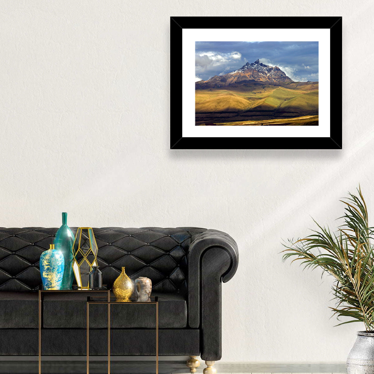 Antisana Volcano Landscape Wall Art in a room, landscape