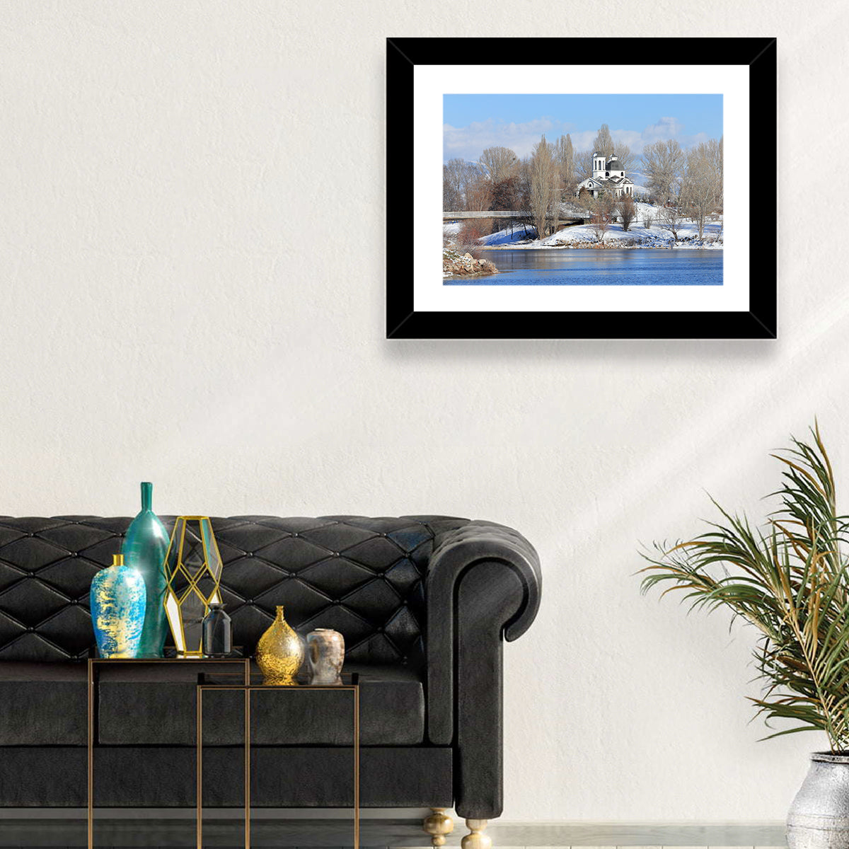St Naum Ohridski Church by Lake Wall Art in a room, landscape