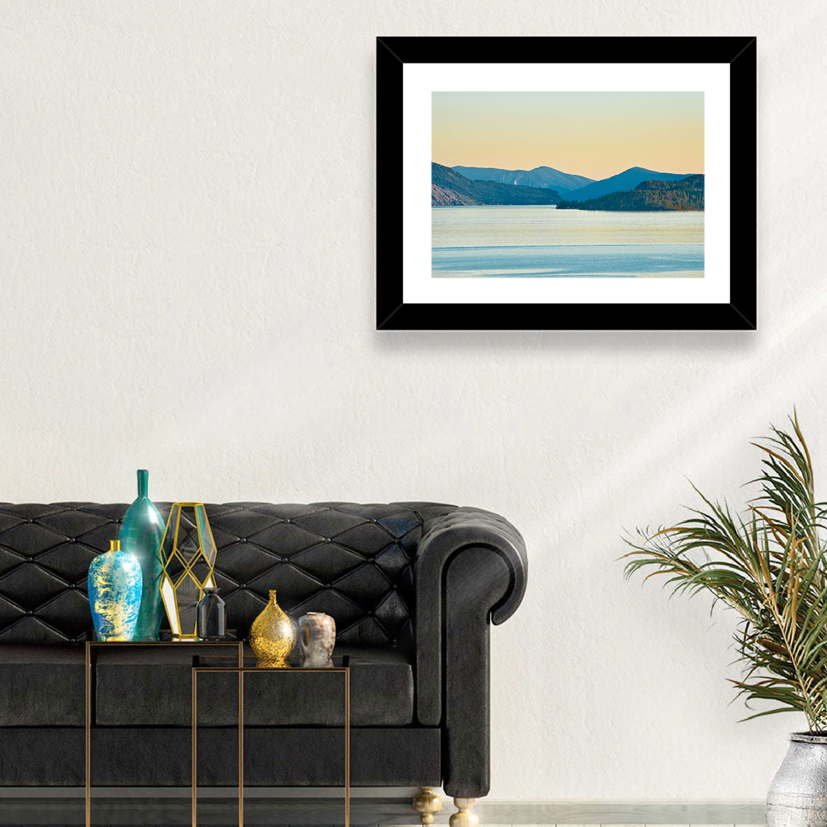Lake Pend Oreille at Golden Hour Wall Art in a room, landscape