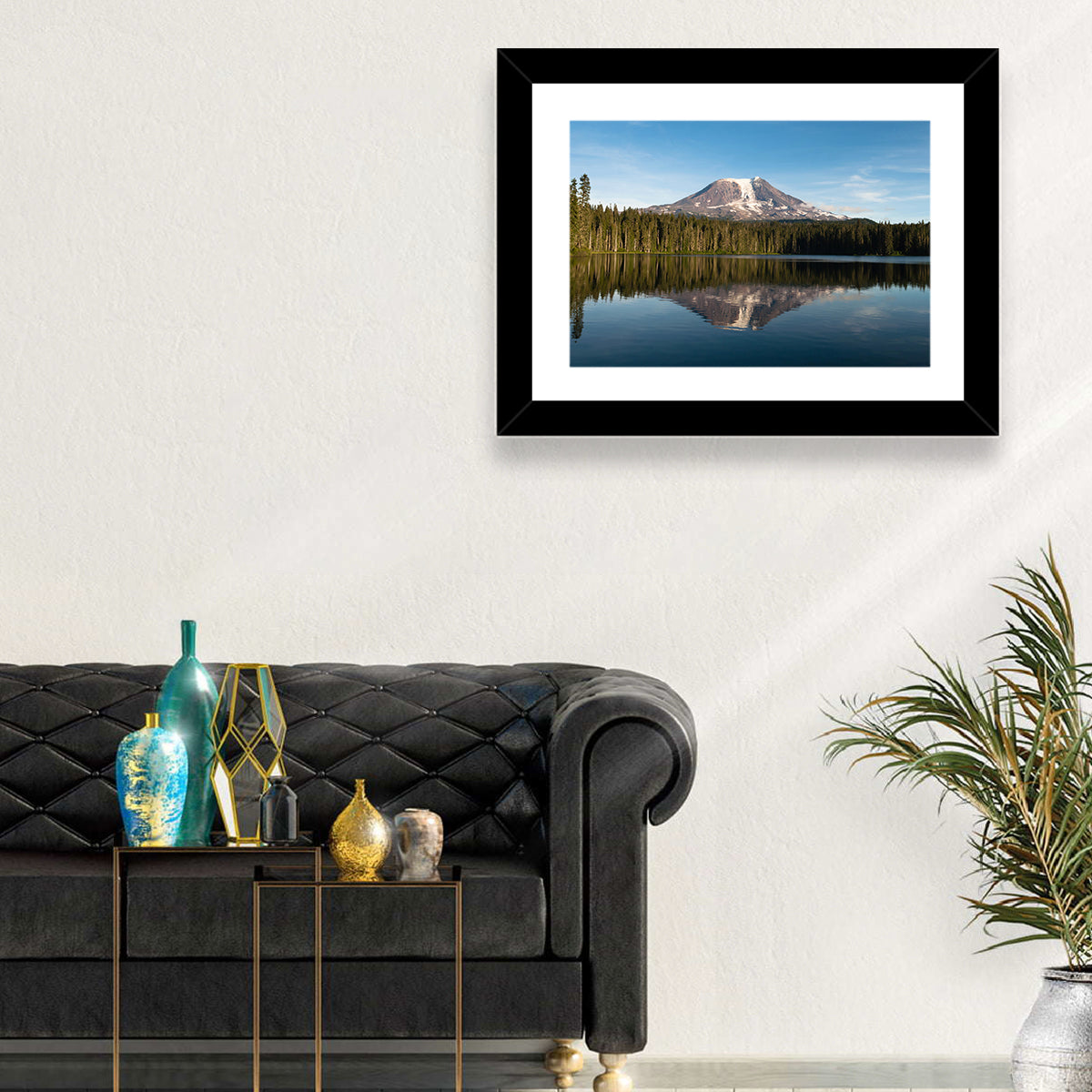 Takhlakh Lake Reflection Wall Art in a room, landscape