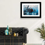 Rainy Abstract Skyline Reflection Wall Art