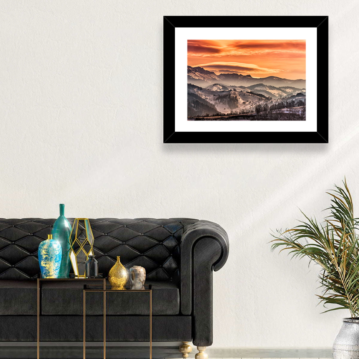 Pestera Mountain Sunrise Wall Art in a room, landscape