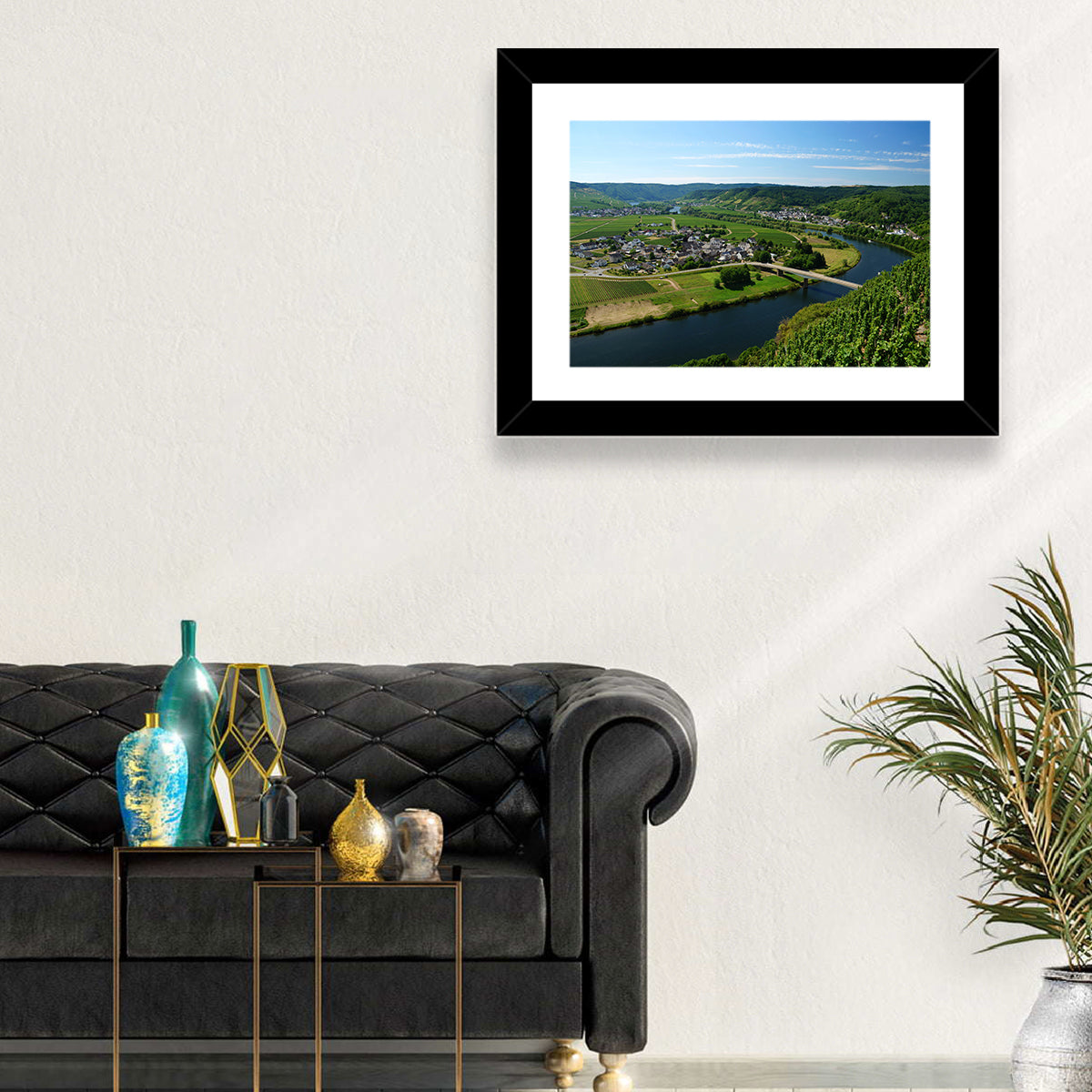 Piesport Moselle River View Wall Art in a room, landscape