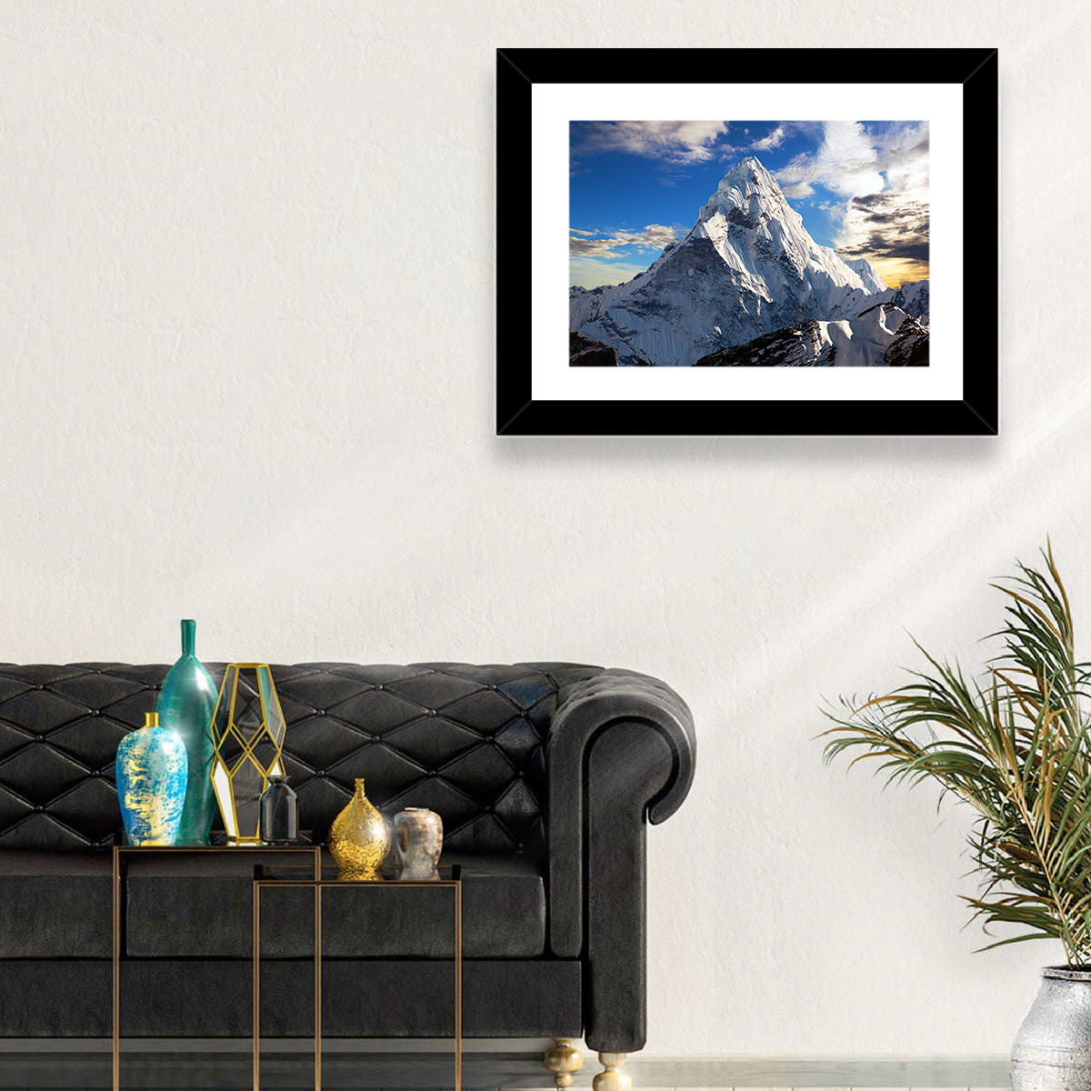 Ama Dablam at Golden Dusk Wall Art in a room, landscape