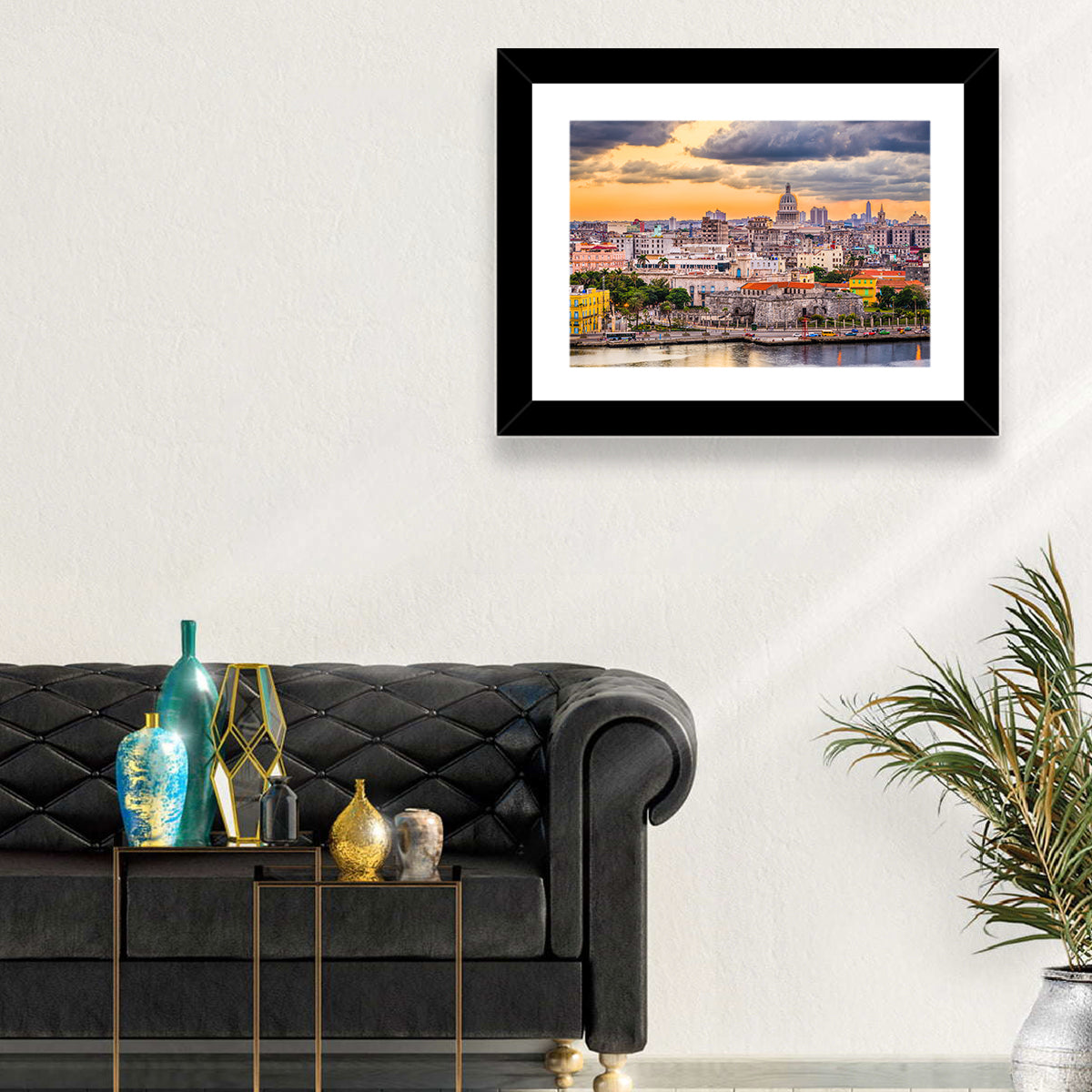 Havana Waterfront at Sunset Wall Art in a room, landscape