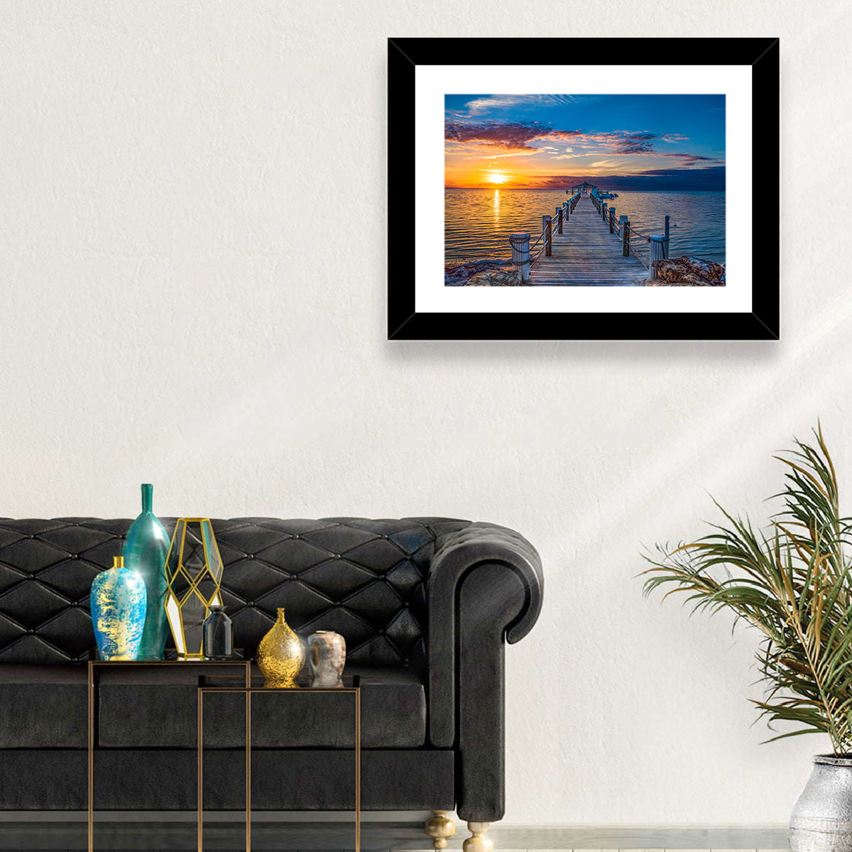 Islamorada Pier at Golden Hour Wall Art in a room, landscape
