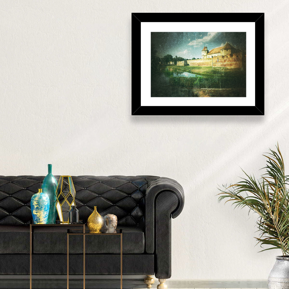 Făgăraș Fortress Moat Reflection Wall Art in a room, landscape