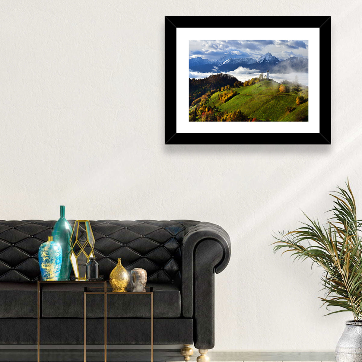 Jamnik Church on Misty Hill Wall Art