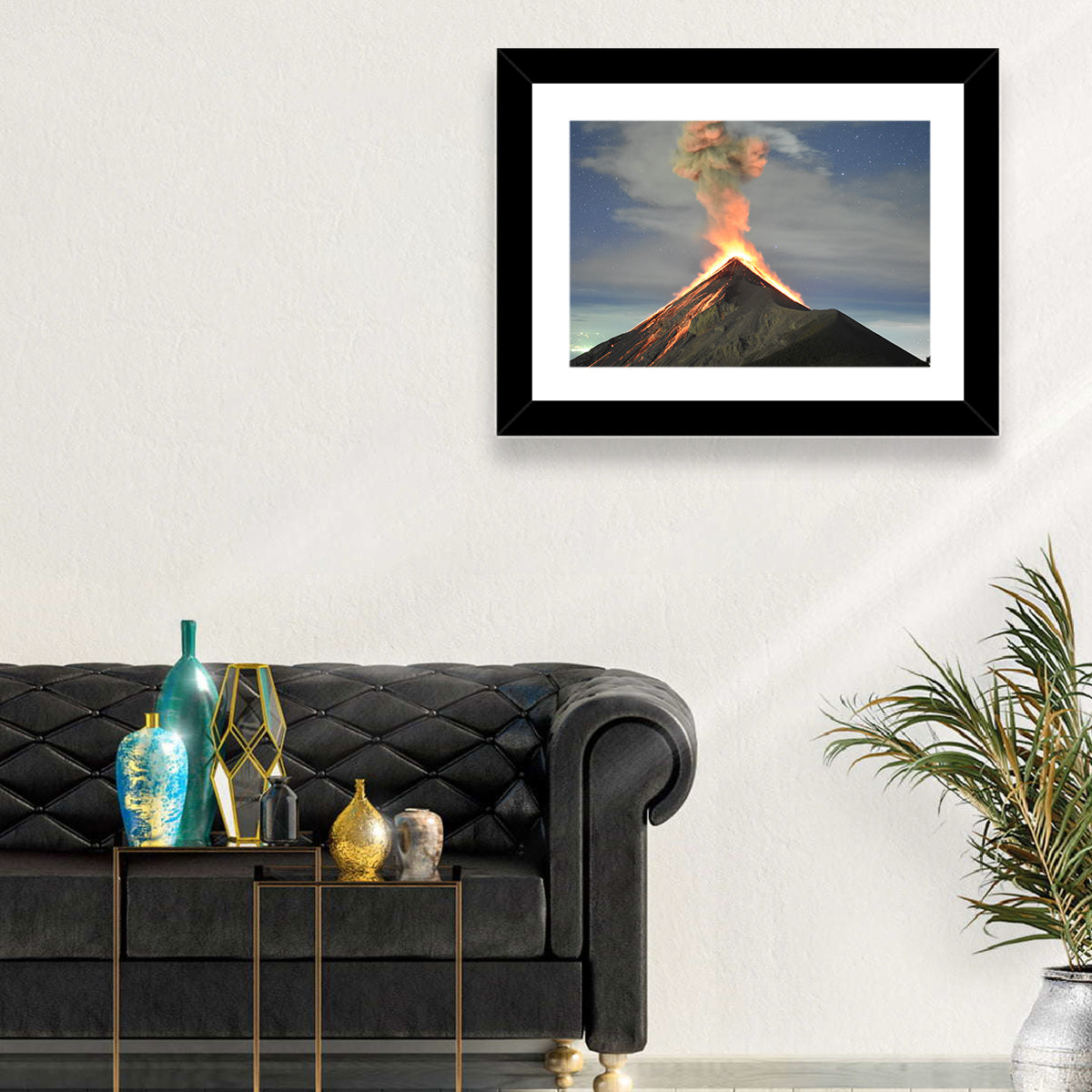 Fuego Night Eruption Wall Art in a room, landscape