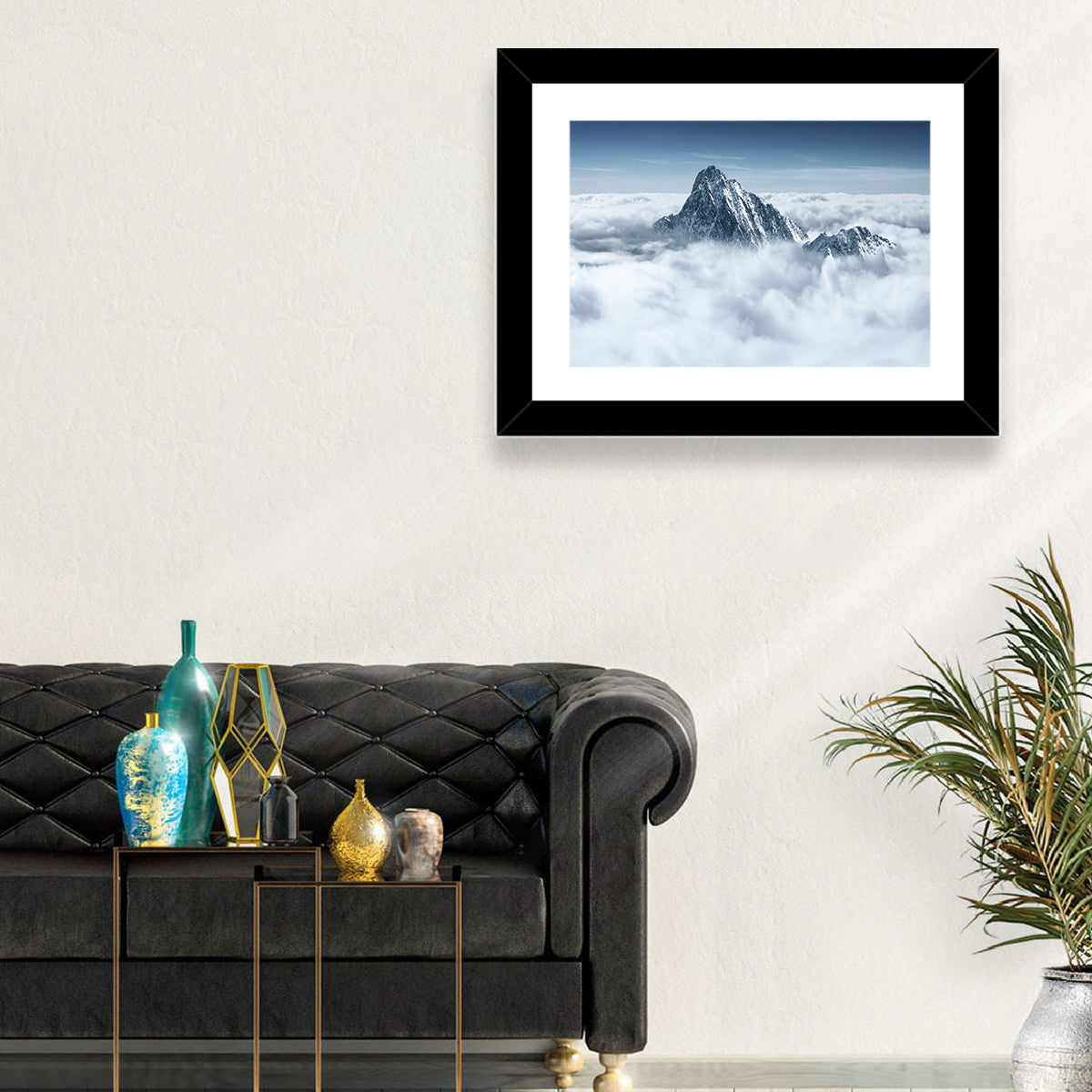 Peaks Above Clouds Wall Art in a room, landscape