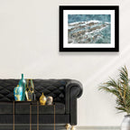 Teal Mosaic Ocean Wave Wall Art