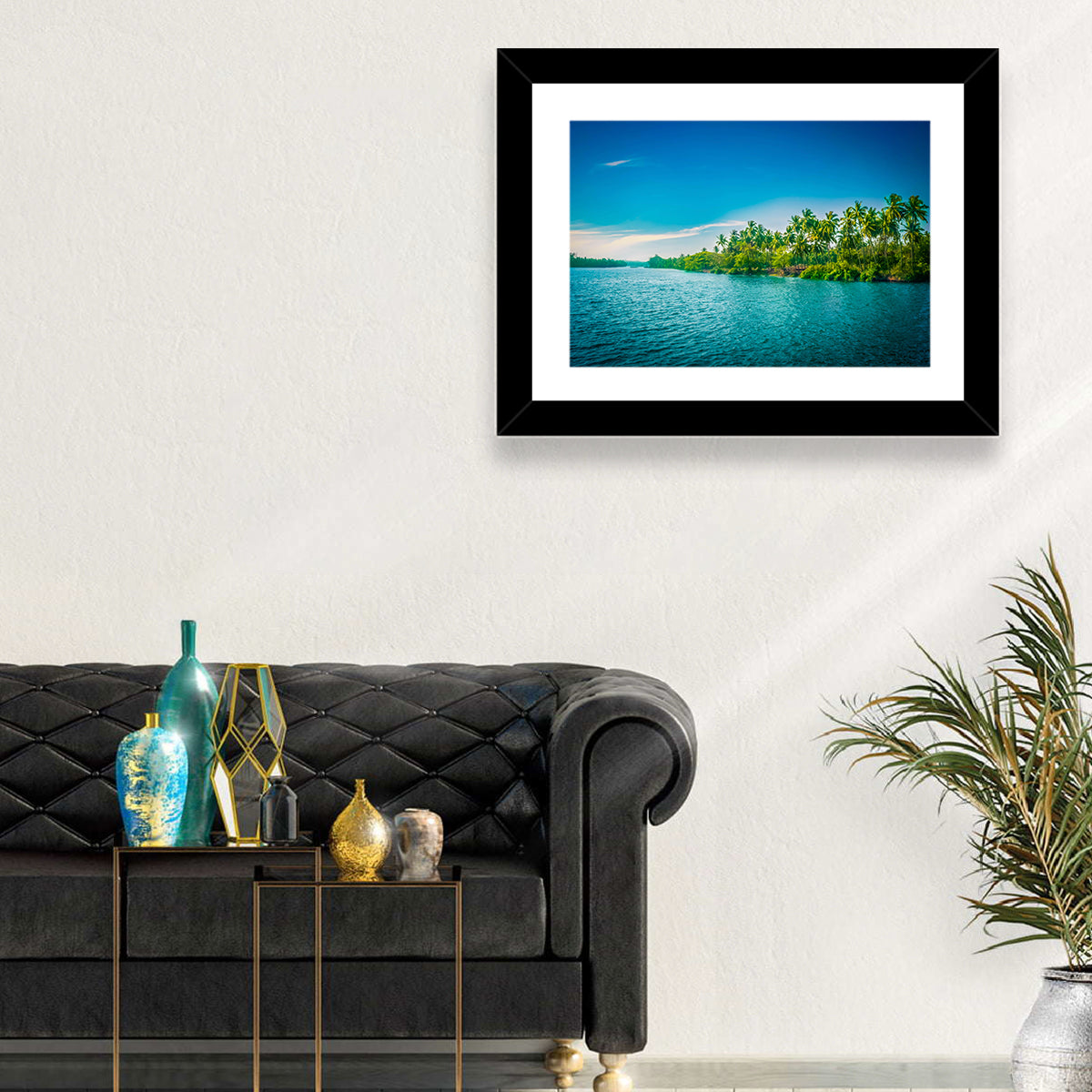 Tropical River in India Wall Art in a room, landscape