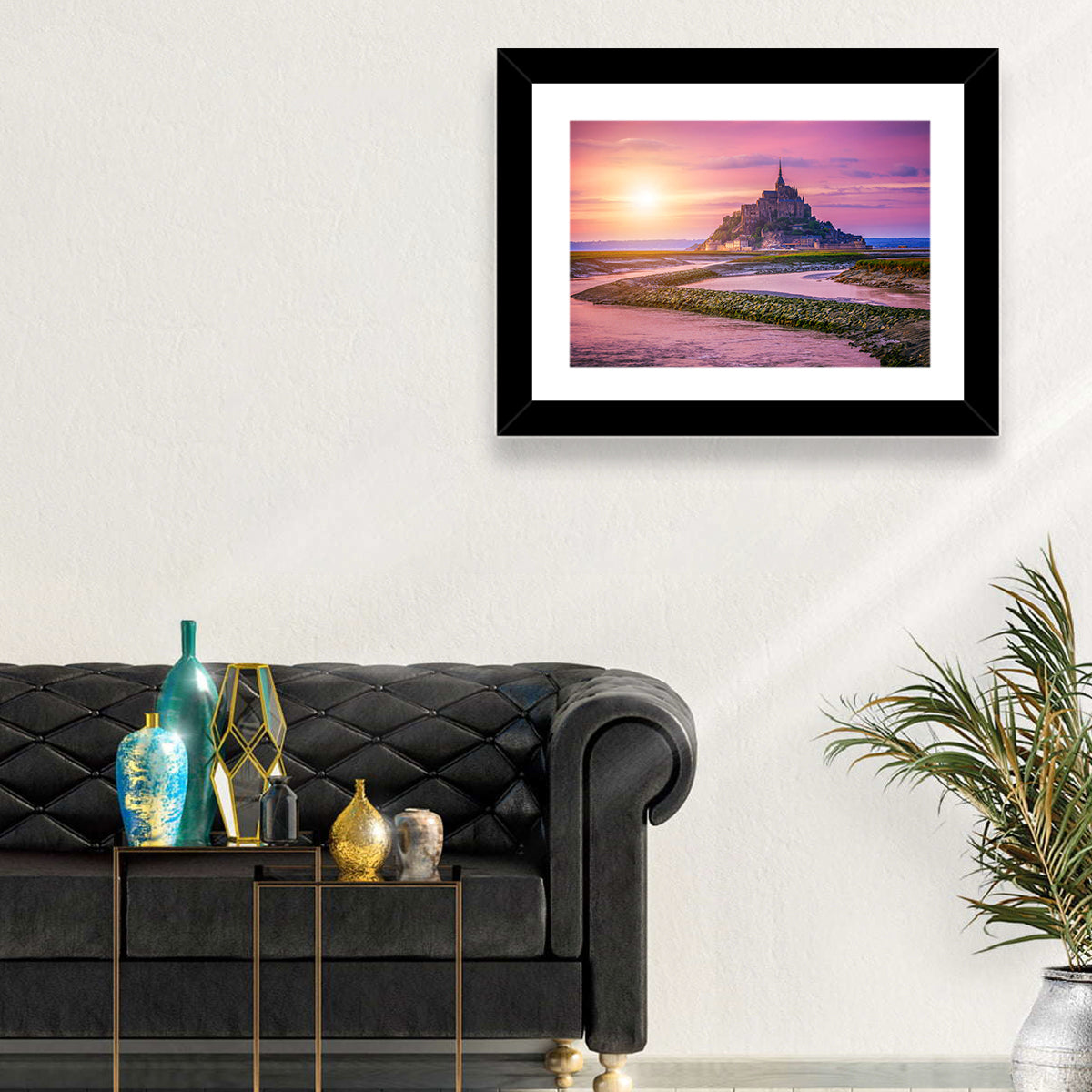 Mont Saint-michel Sunset Wall Art in a room, landscape