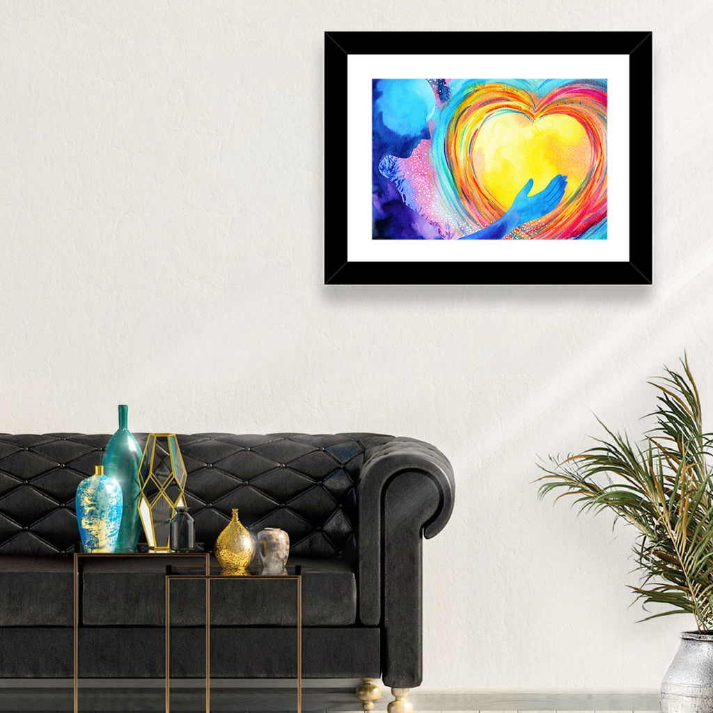 Blue Silhouette with Radiant Heart Wall Art