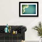 L-shaped Coastline Over Teal Lake Wall Art