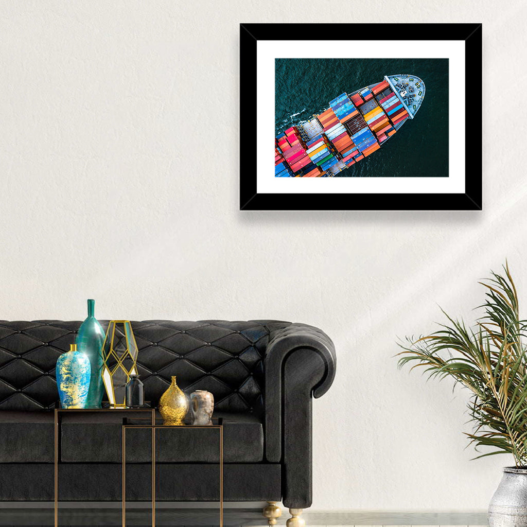 Container Ship Aerial View Wall Art