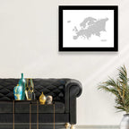 Gray Europe Outline Map Wall Art