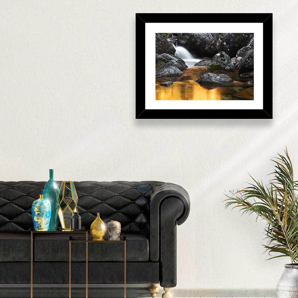 Golden Stream Waterfall Wall Art