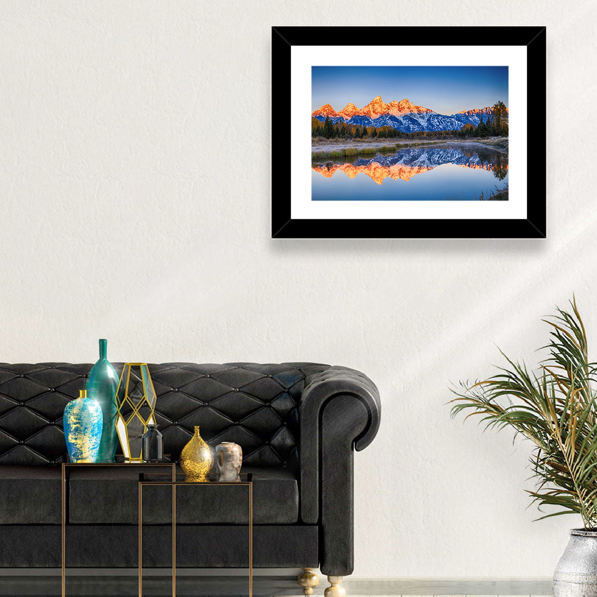 Schwabacher Landing, Grand Teton Sunrise Wall Art in a room, landscape