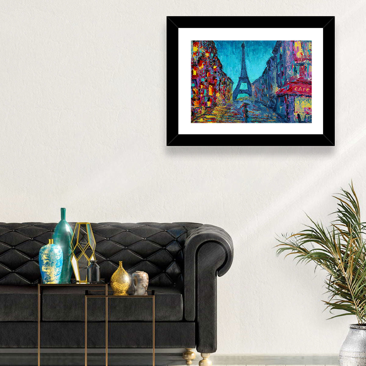 Rainy Paris Street with Eiffel Tower Wall Art