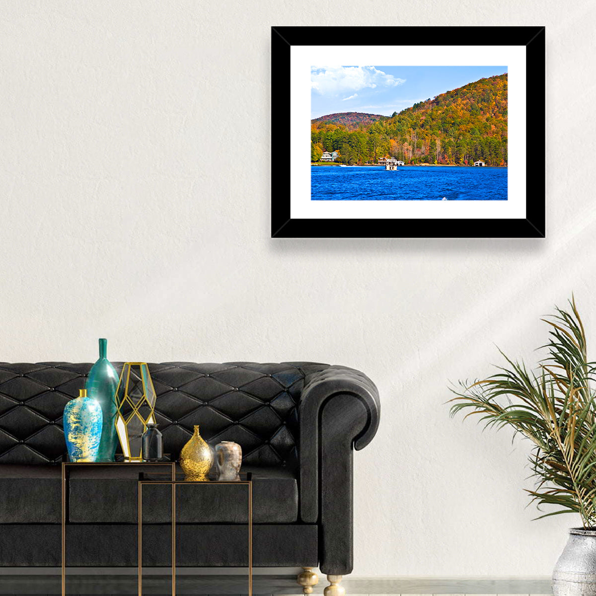 Lake Burton Autumn View Wall Art in a room, landscape