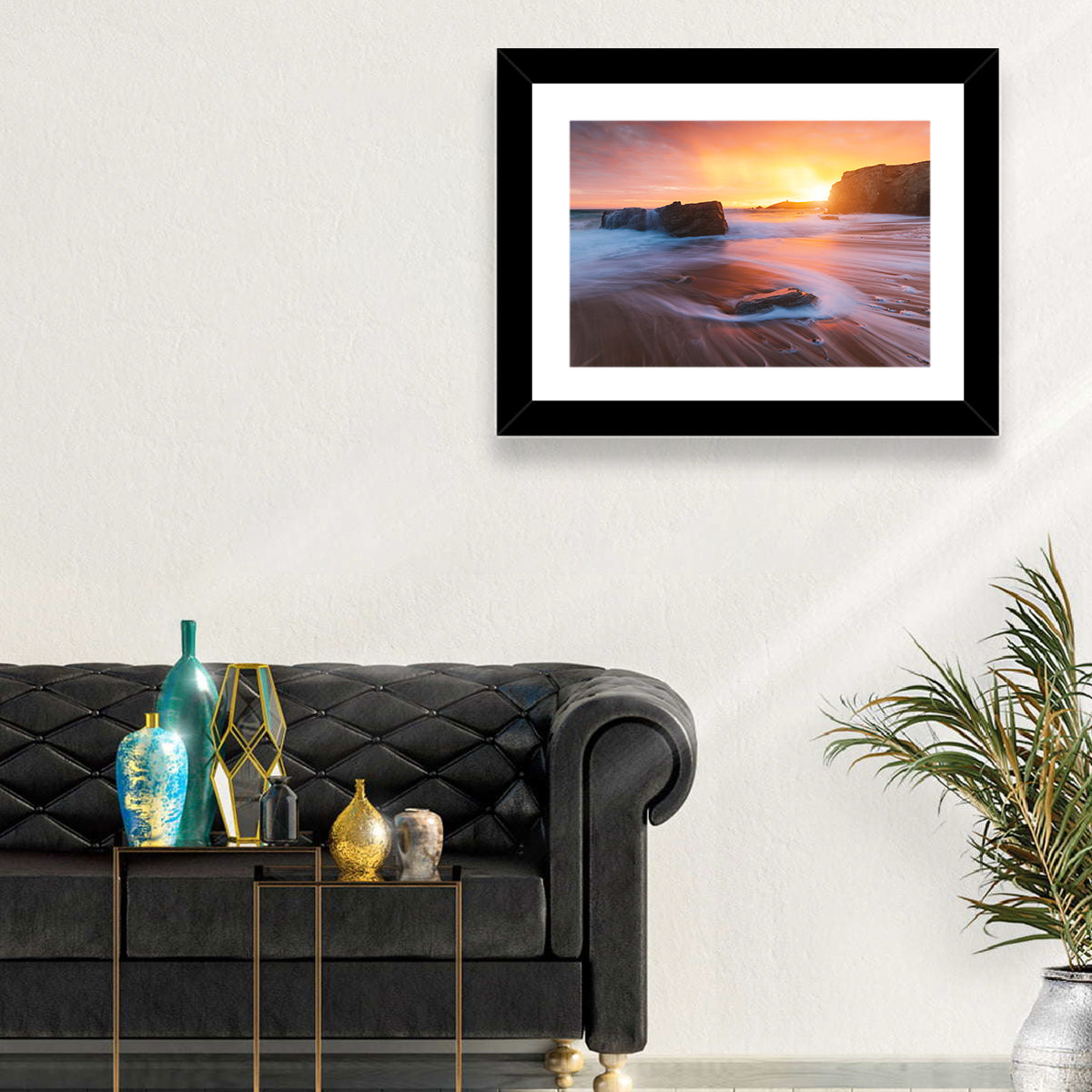 Quiberon Beach Sunset Wall Art in a room, landscape