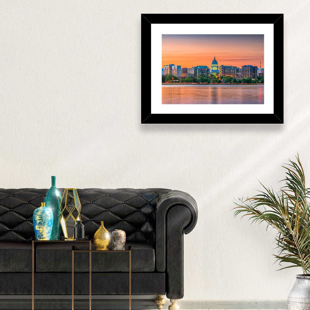 Madison State Capitol Skyline Wall Art in a room, landscape