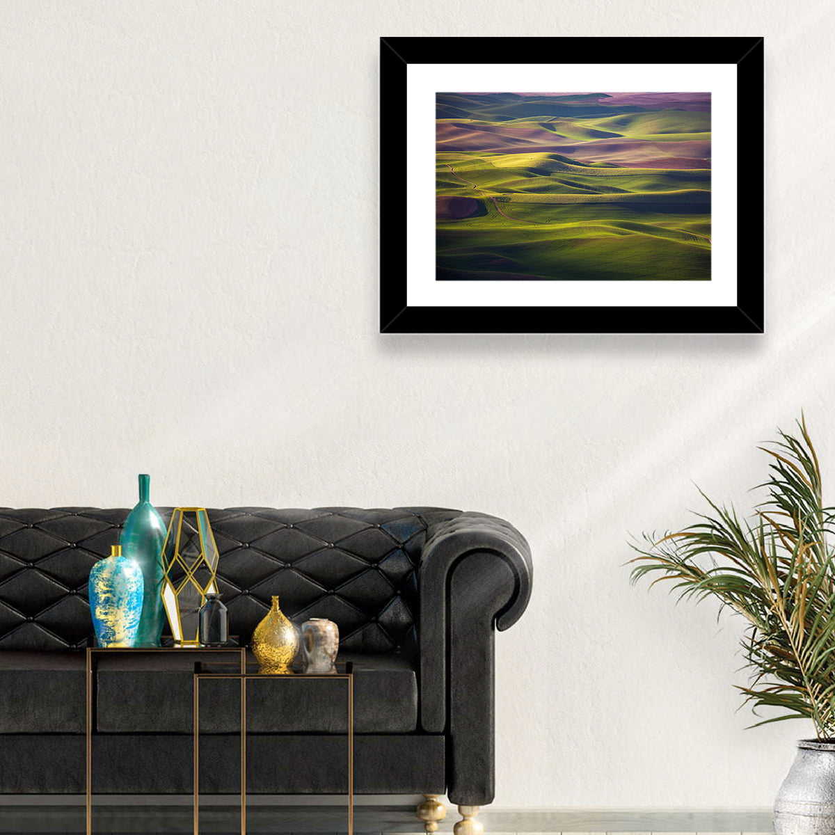 Palouse Farmland at Golden Hour Wall Art in a room, landscape